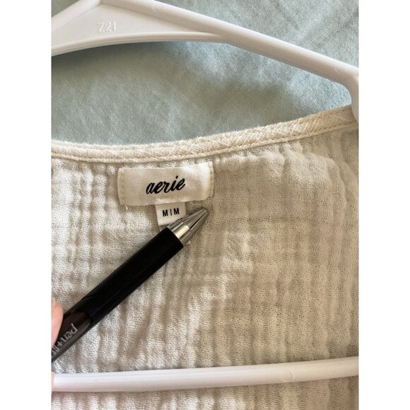 Aerie Tie Front Tank Top Natural Medium 100% Cotton - Picture 4 of 5